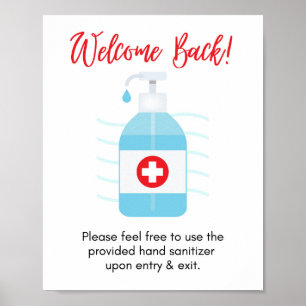 Póster Welcome Back! Please Use Hand Sanitizer Upon Entry