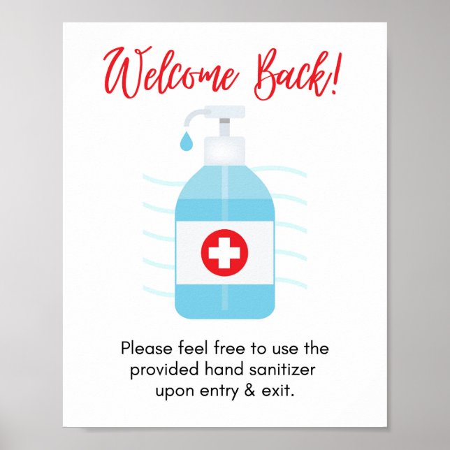 Póster Welcome Back! Please Use Hand Sanitizer Upon Entry (Frente)