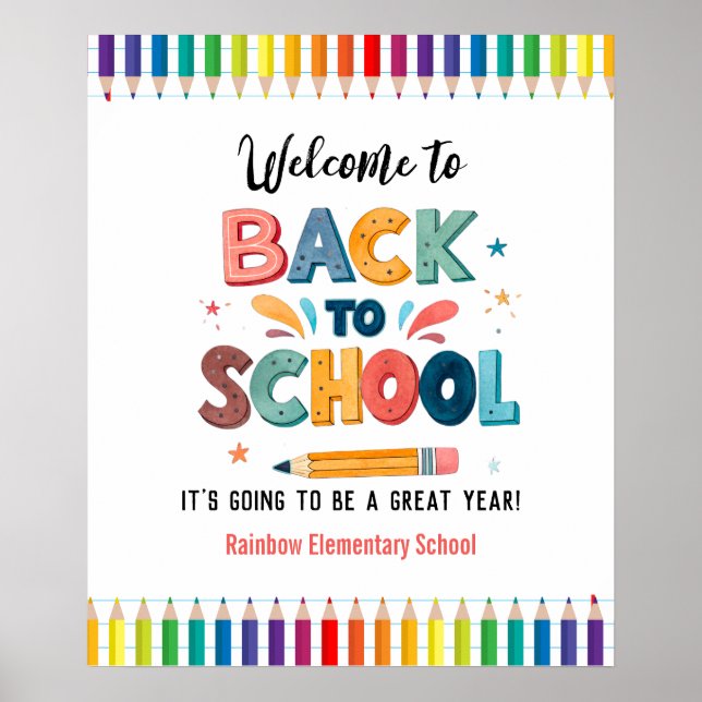 Póster Welcome back to school  , First day of school (Frente)