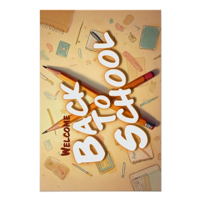 Póster Welcome Back to School – Pencil Art Design (Anverso)