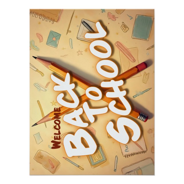 Póster Welcome Back to School – Pencil Art Design (Anverso)