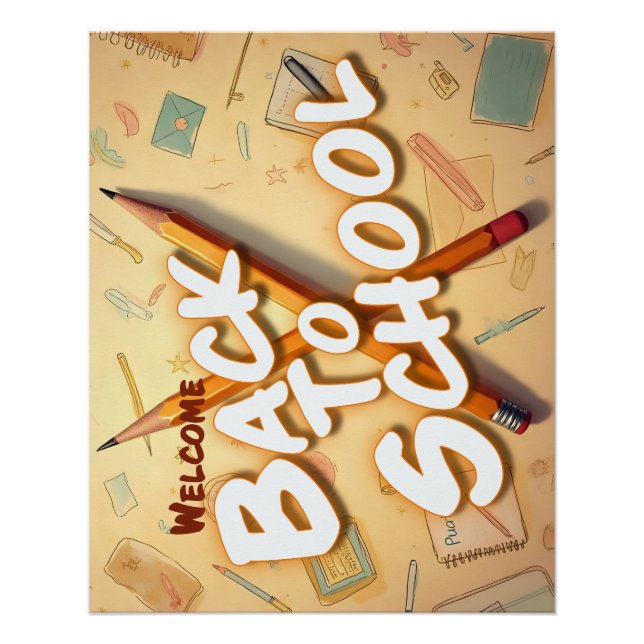 Póster Welcome Back to School – Pencil Art Design (Anverso)