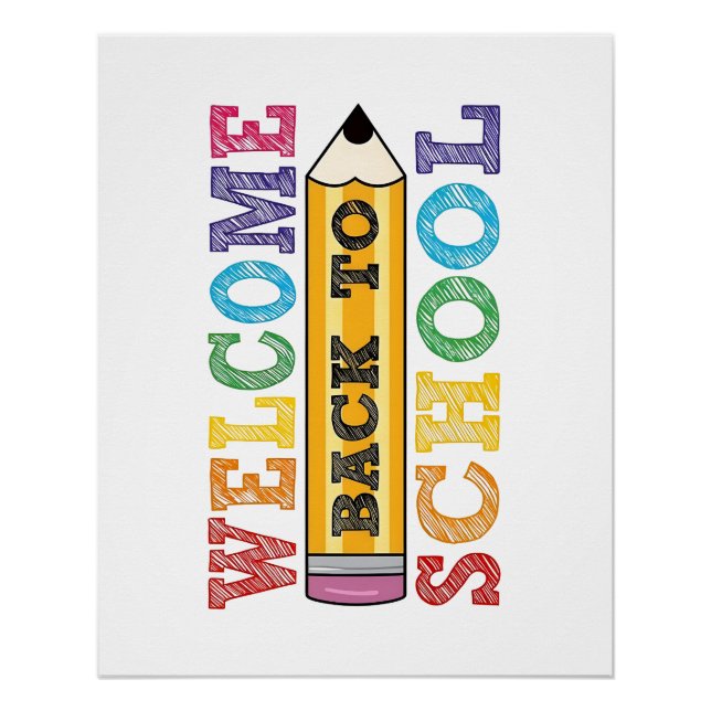 Póster Welcome Back to School – Pencil Illustration (Anverso)