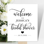 Póster Welcome Bridal Shower Heart WELCOME SIGN<br><div class="desc">Simply elegant WELCOME BRIDAL SHOWER design on white background and black script topography letters with small heart. Perfect for any theme,  style,  or time of year.</div>