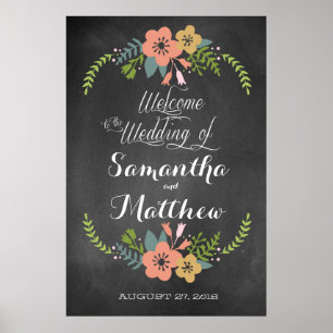 Póster Welcome "Chalkboard" Wedding Sign Poster 32x48