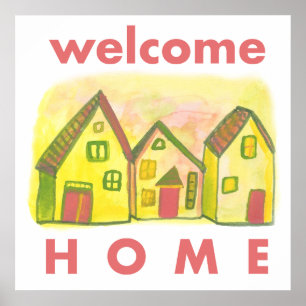 Póster Welcome Home Colorful Houses Print