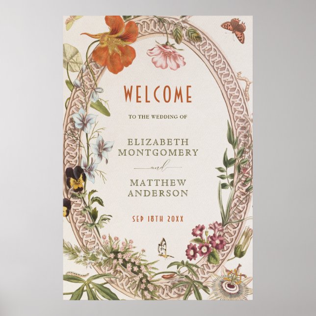 Póster Welcome Sign Wedding Vintage Art Nouveau (Frente)