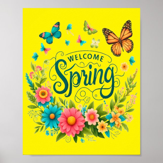 Póster Welcome spring floral  (Frente)
