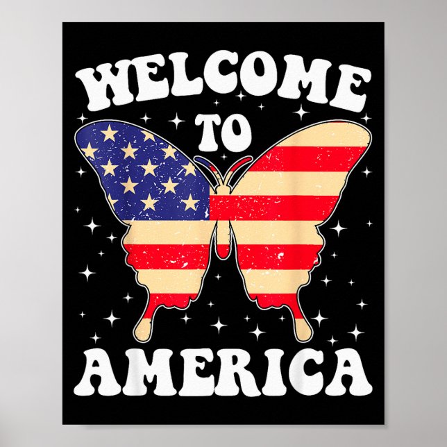 Póster Welcome To America Patriotic Butterfly New America (Frente)