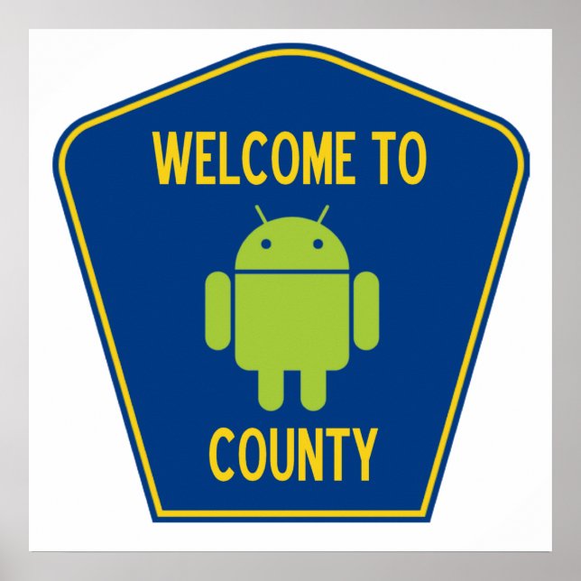 Póster Welcome To Android County (Bug Droid Sign) (Frente)
