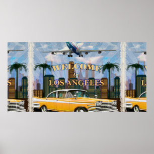 Póster Welcome to Los Angeles retro poster.