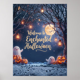 Póster Welcome to Our Enchanted Halloween – Cute Ghost Po