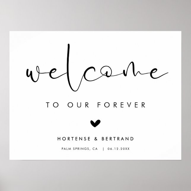 Póster Welcome to our Forever Elegant Wedding  (Frente)