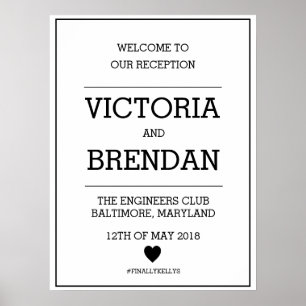 Póster Welcome to Our Reception sign