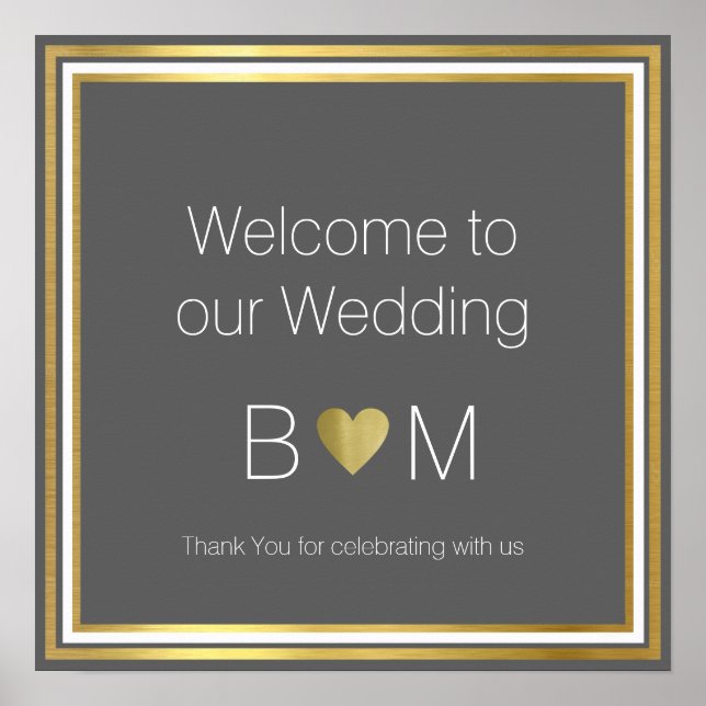 Póster welcome to our wedding, classy reception (Frente)