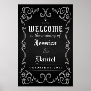 Póster Welcome to Wedding Halloween Spider Poster Sign