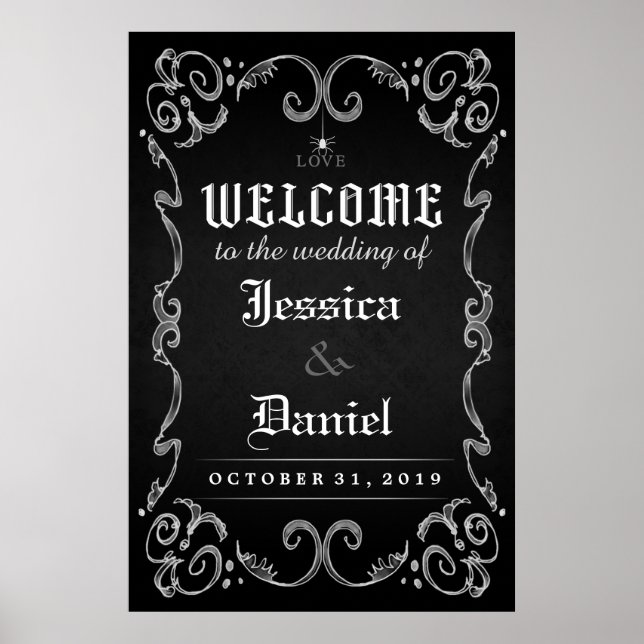 Póster Welcome to Wedding Halloween Spider Poster Sign (Frente)