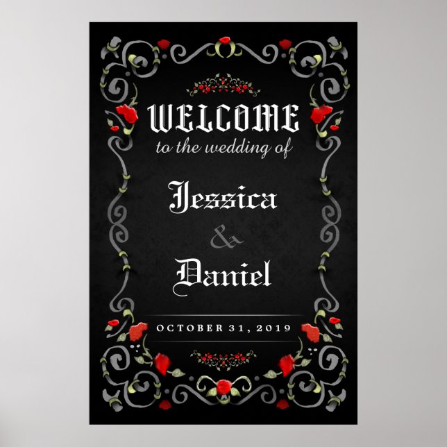 Póster Welcome Wedding Halloween LOVE Roses 24x36 Poster (Frente)