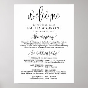 Póster Welcome wedding program sign