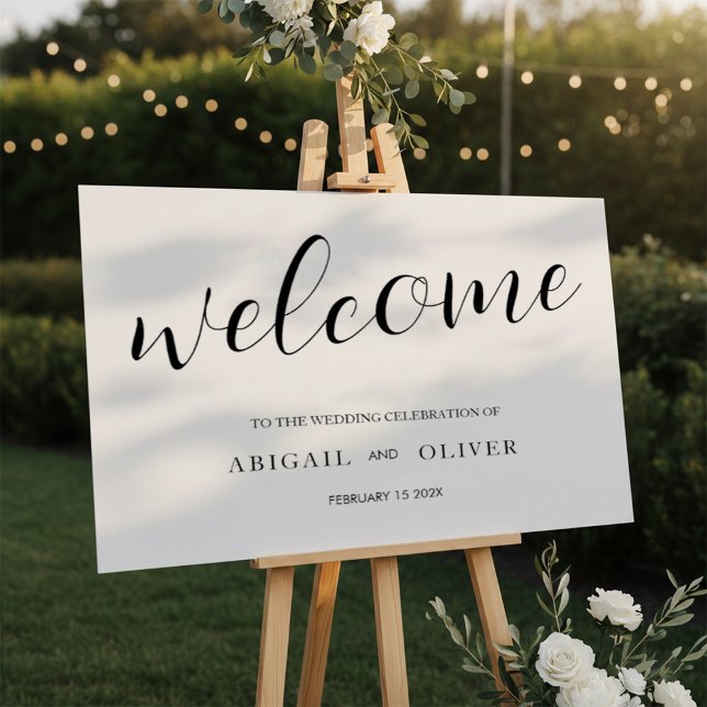 Póster welcome | White Black Calligraphy Simple (Subido por el creador)