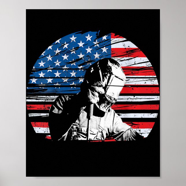 Póster Welder USA Bandera Americana Patriótica Wellness D (Frente)