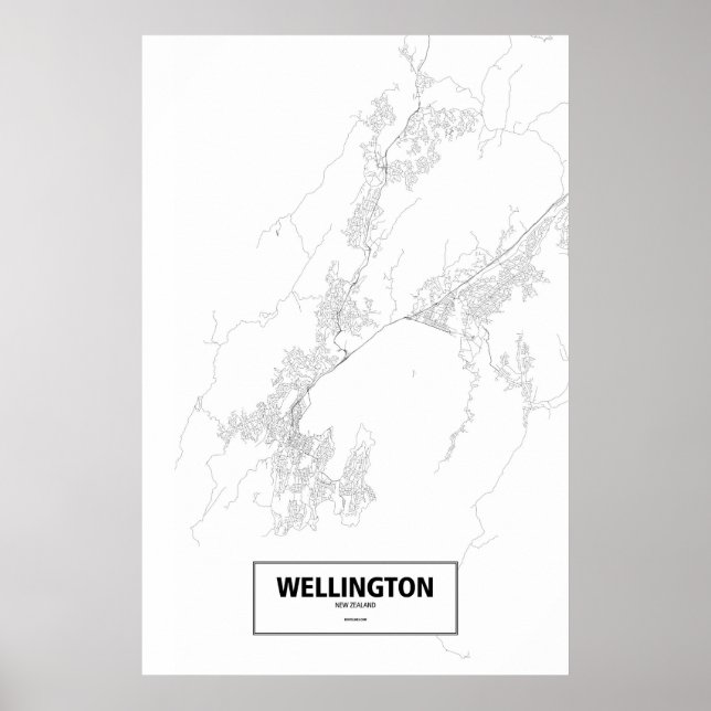 Póster Wellington, New Zealand (black on white) (Frente)