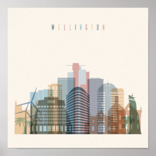 Póster Wellington, New Zealand   City Skyline