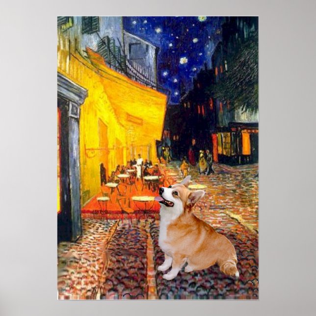 Póster Welsh Corgi 7b Pembroke  - Terraza Café (Frente)