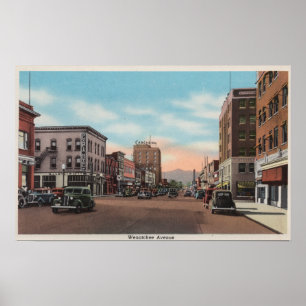 Póster Wenatchee, WA Vista de calle de Wenatchee Ave.
