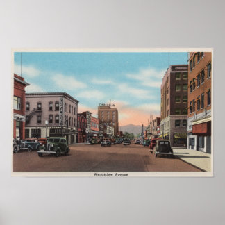 Póster Wenatchee, WA Vista de calle de Wenatchee Ave.