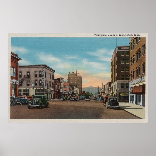 Póster Wenatchee, WAView de Wenatchee Ave. (Frente)