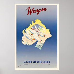 Póster Wengen Oberland Bernois Suiza Suisse Schweiz