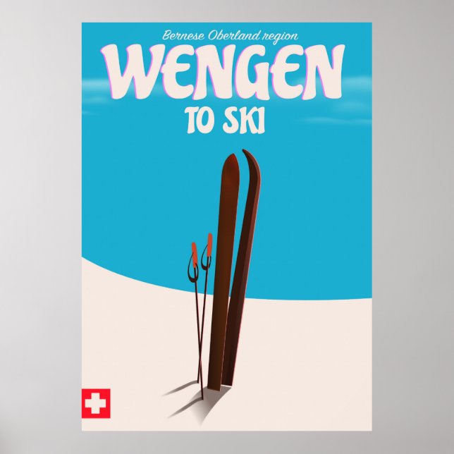 Póster Wengen, Suiza, Poster de esquí (Frente)