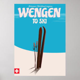 Póster Wengen, Suiza, Poster de esquí