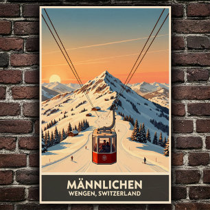 Póster Wengen, Suiza: Poster de Viajes Vintage de los año