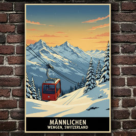 Póster Wengen, Suiza: Poster de Viajes Vintage de los año
