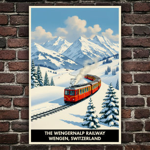 Póster Wengen, Suiza: Poster de Viajes Vintage de los año