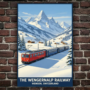 Póster Wengen, Suiza: Poster de Viajes Vintage de los año