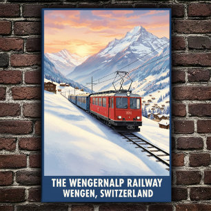 Póster Wengen, Suiza: Poster de Viajes Vintage de los año