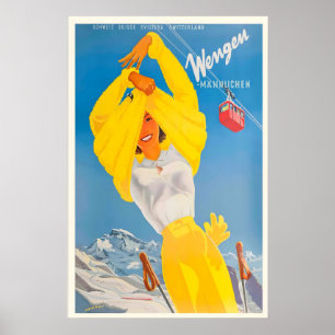 Póster Wengen suizo Suiza Suiza montañas Alpes