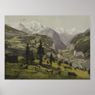 Póster Wengen y el valle de Lauterbunnen, Bernese Oberla
