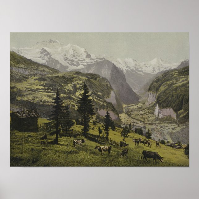 Póster Wengen y el valle de Lauterbunnen, Bernese Oberla (Frente)