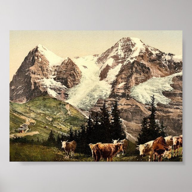 Póster Wengern, Monch y Eiger, Bernese Oberland, Suiza (Frente)