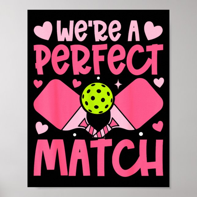 Póster We're A Match Ckleball Couple Paddle Hearts Valent (Frente)