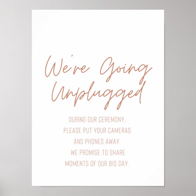 Póster We're Going Unplugged Wedding Sign (Frente)