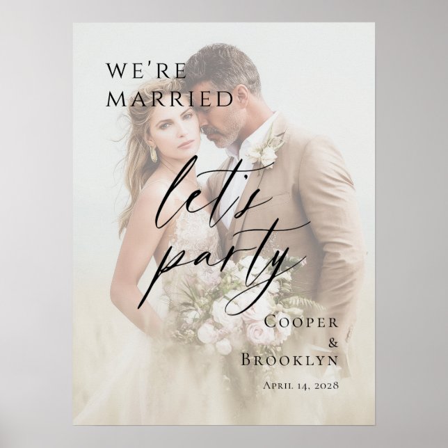 Póster We're Married Let's Party Elopement photo welcome (Frente)