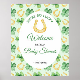 Póster We're So Lucky Horseshoe St Patrick's Baby Shower