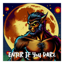 Póster Werewolf estilo libro de historietas frente a la l