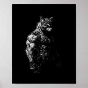 Póster Werewolf Gym Workout Fitness Bodybuilding Weightli