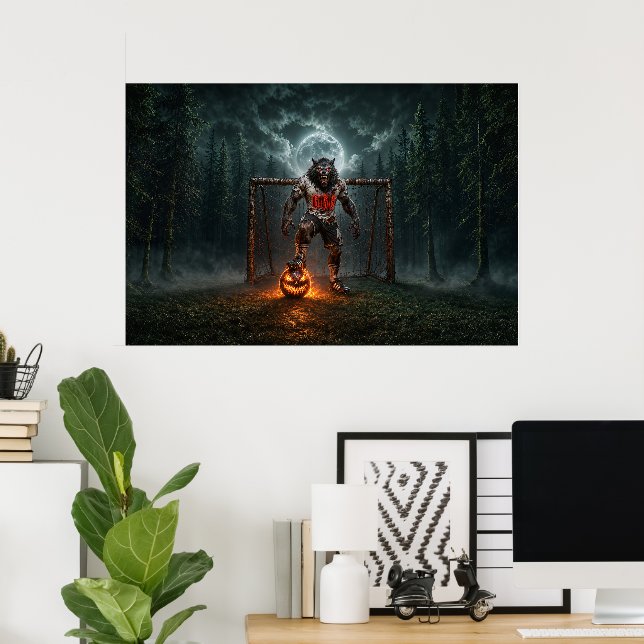 Póster Werewolf Soccer Player Halloween Horror Art (Oficina en casa)